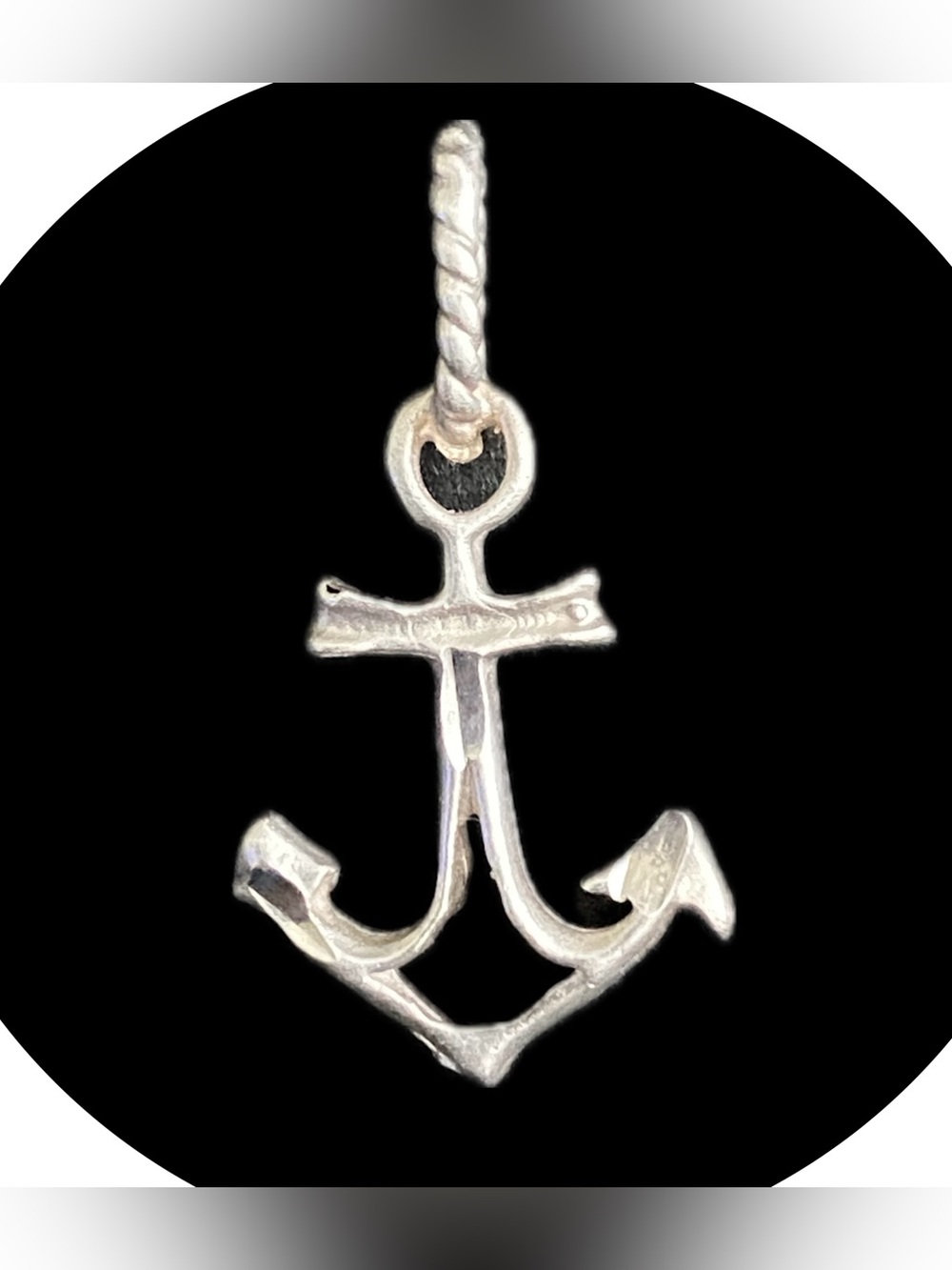 Vintage 925 Sterling Silver Anchor Charm-Pendant Nautical Rope Detail 1” x 9/16”